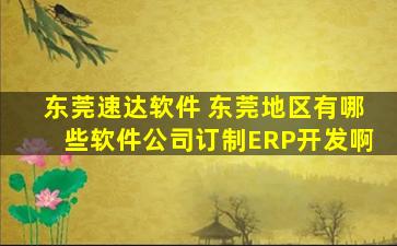 东莞速达软件 东莞地区有哪些软件*订制ERP开发啊
